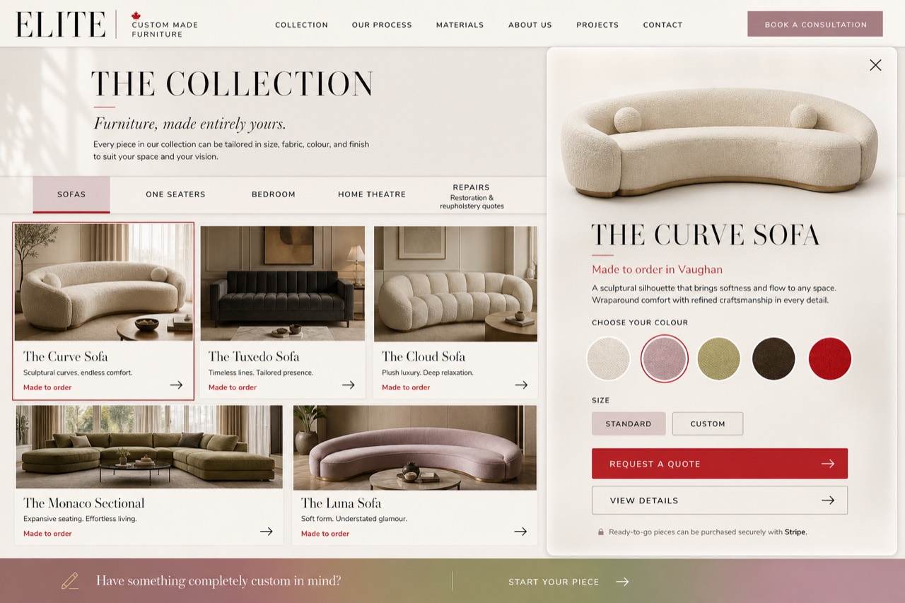 Elite product catalogue and product drawer concept